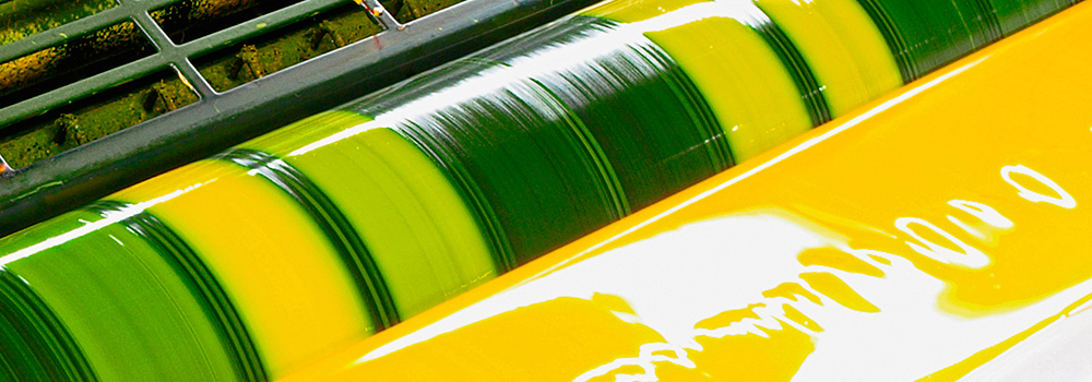 Close-up of litho printing press